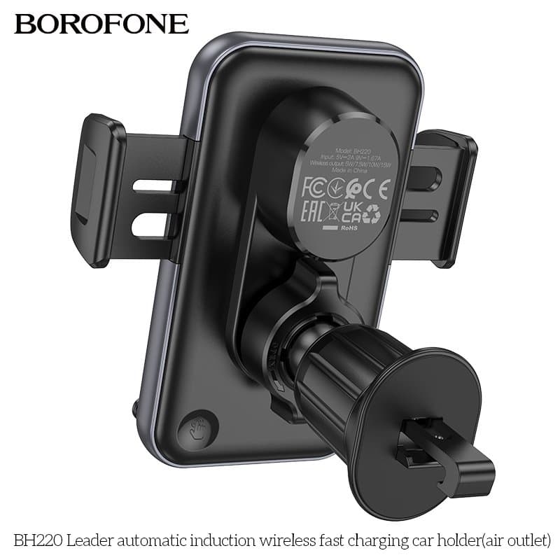 Borofone BH220 15W Automatic Induction Wireless Fast Charging Air Vent Car Mount Phone Holder Borofone BH220 15W Automatic Induction Wireless Fast Charging Air Vent Car Mount Phone Holder
